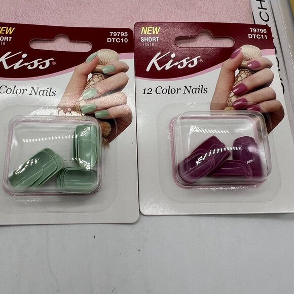 Kiss Glue on Nails Cosmetic Bag Cream Pink Nail File Lot of 7 NEW - Picture 4 of 10